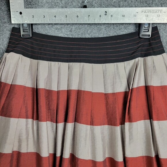 Anthropologie COREY LYNN CALTER Red & Gray Stripe Lined Skirt Pockets SIZE 0 - Picture 9 of 12